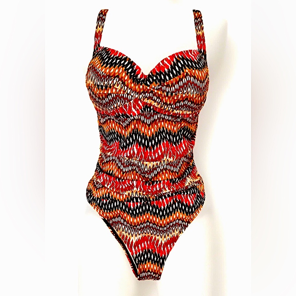 💥LA BLANCA💥 ISLAND GODDESS SWEETHEART TWIST RUCHED SIDES+TUMMY 1 PC SWIMSUIT❤️🔥